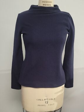 Talbots Navy Mock Neck Long-Sleeve Top